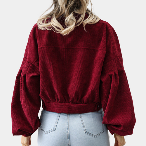Drune | Rippstoff Damenjacke mit Kurzer Passform und Knöpfen