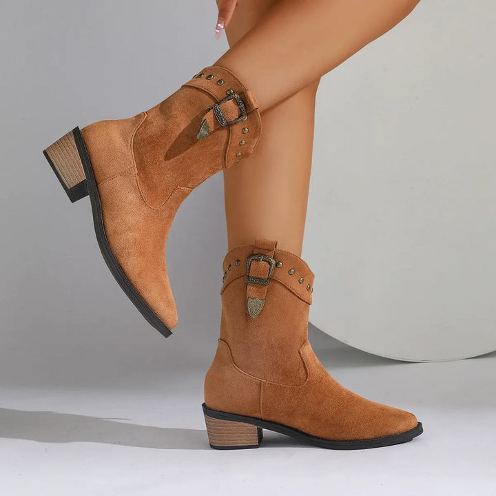 Drune | Bestickte Mid-Tube-Stiefel für Frauen – Schickes & Stilvolles Design