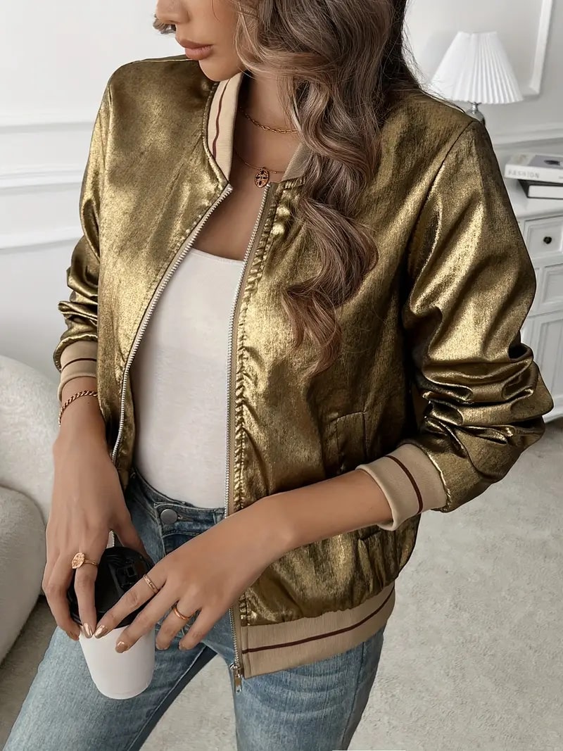Drune | Metallic Bomberjacke