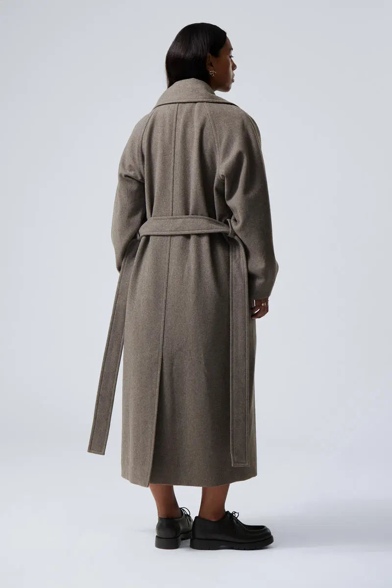 Drune | Damen Lange Oversized Wolljacke mit Breitem Revers und Minimalistischem Design