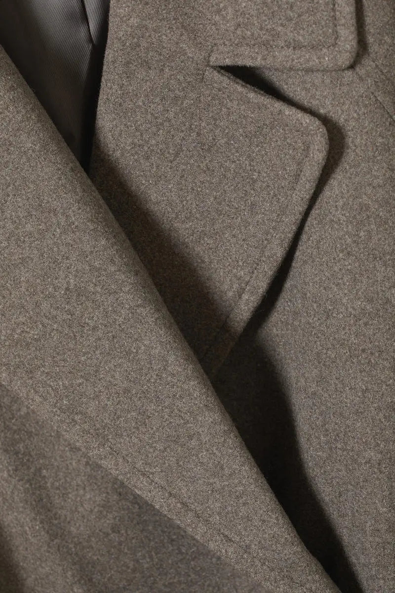 Drune | Damen Lange Oversized Wolljacke mit Breitem Revers und Minimalistischem Design