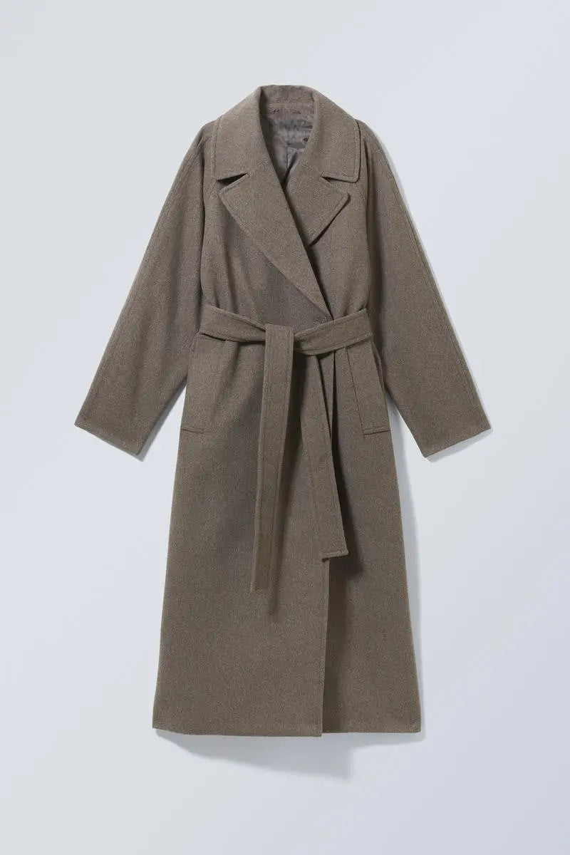 Drune | Damen Lange Oversized Wolljacke mit Breitem Revers und Minimalistischem Design