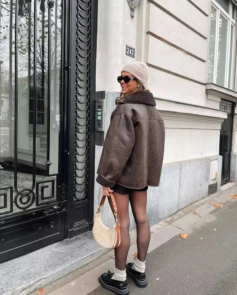 Drune | Premium Damen Lederjacke für eleganten Winterstil