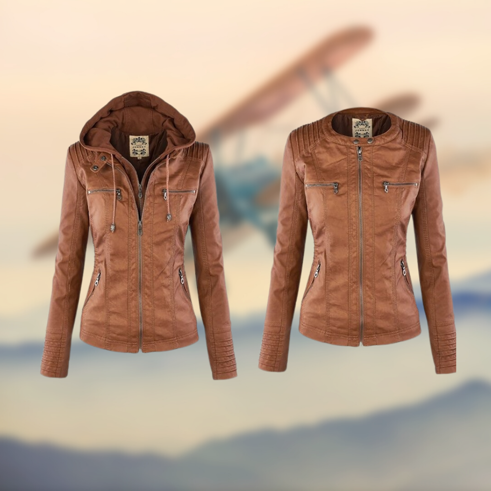Drune | Damen Kapuzenlederjacke - Stilvoll & Funktional