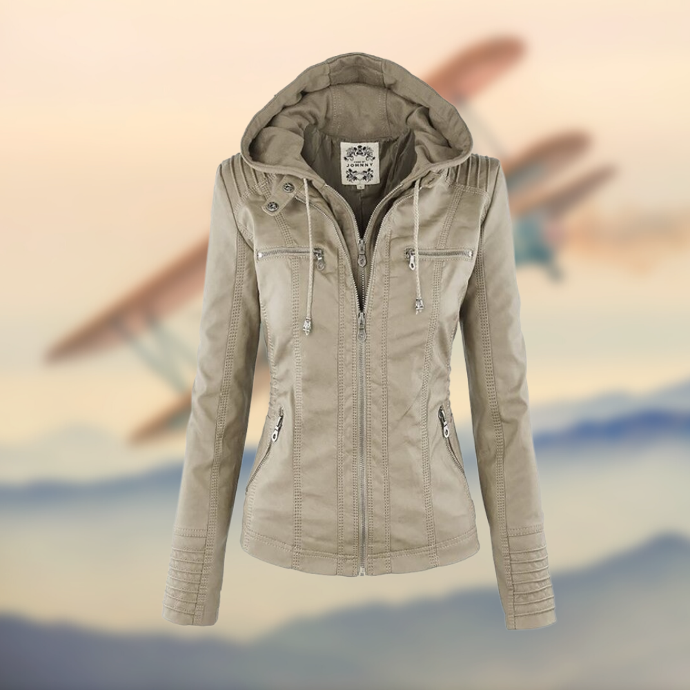 Drune | Damen Kapuzenlederjacke - Stilvoll & Funktional