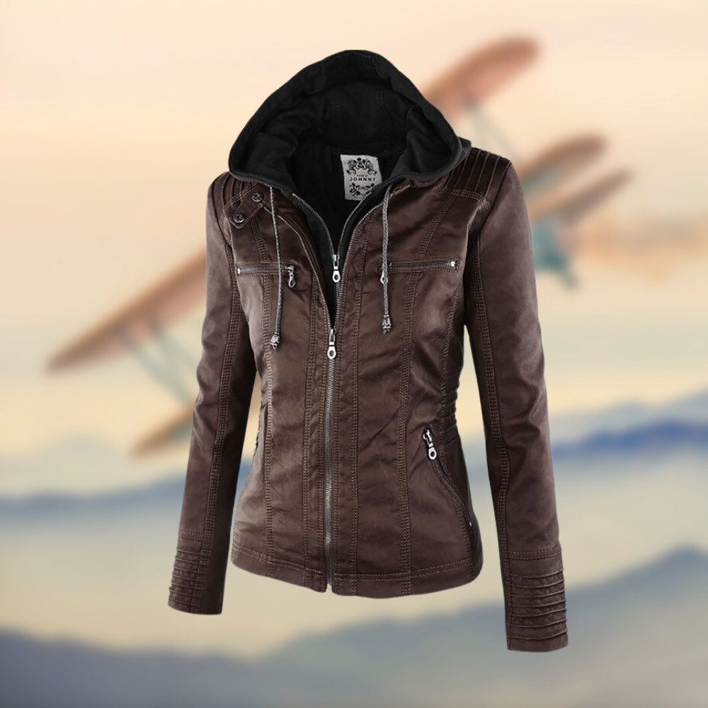 Drune | Damen Kapuzenlederjacke - Stilvoll & Funktional