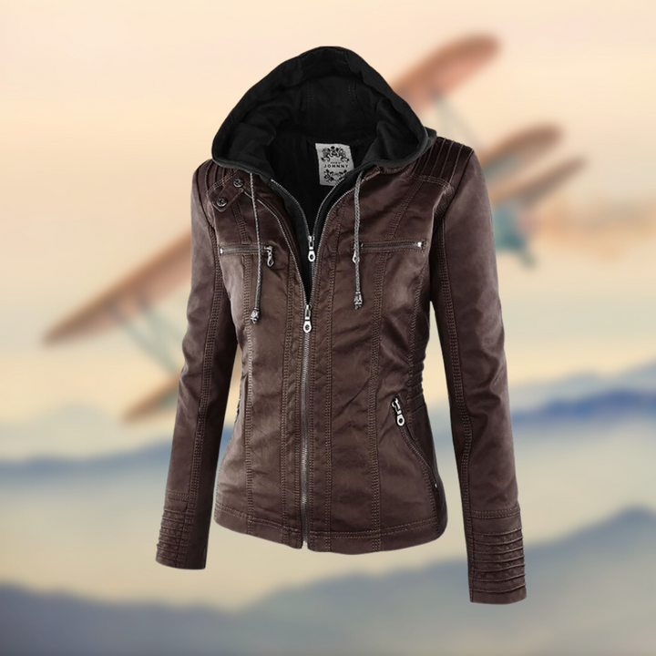 Drune | Damen Kapuzenlederjacke - Stilvoll & Funktional