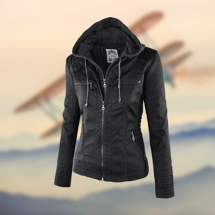 Drune | Damen Kapuzenlederjacke - Stilvoll & Funktional