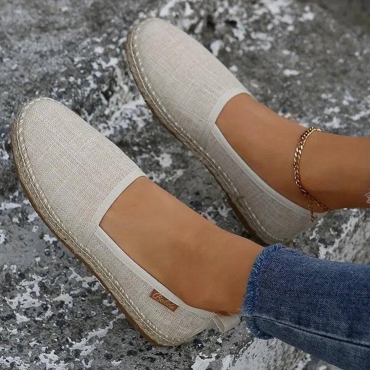 Drune Damen Espadrilles Slip-On Canvas Flach Sommer