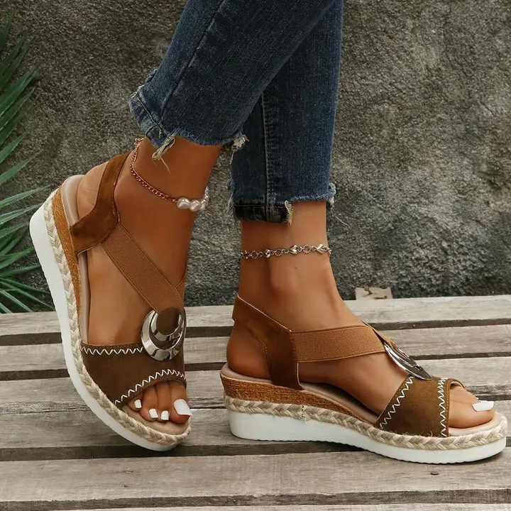Drune | Espadrillesandalen, Plattform, Elastisches Band, Keilabsätze, Sommerschuhe