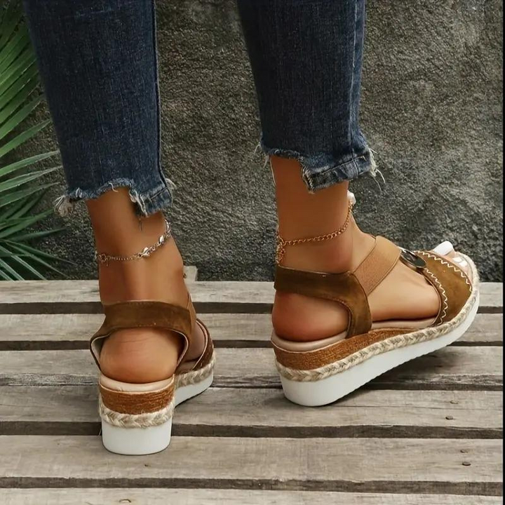 Drune | Espadrillesandalen, Plattform, Elastisches Band, Keilabsätze, Sommerschuhe