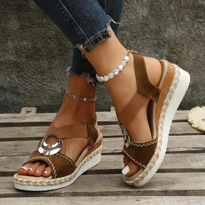 Drune | Espadrillesandalen, Plattform, Elastisches Band, Keilabsätze, Sommerschuhe
