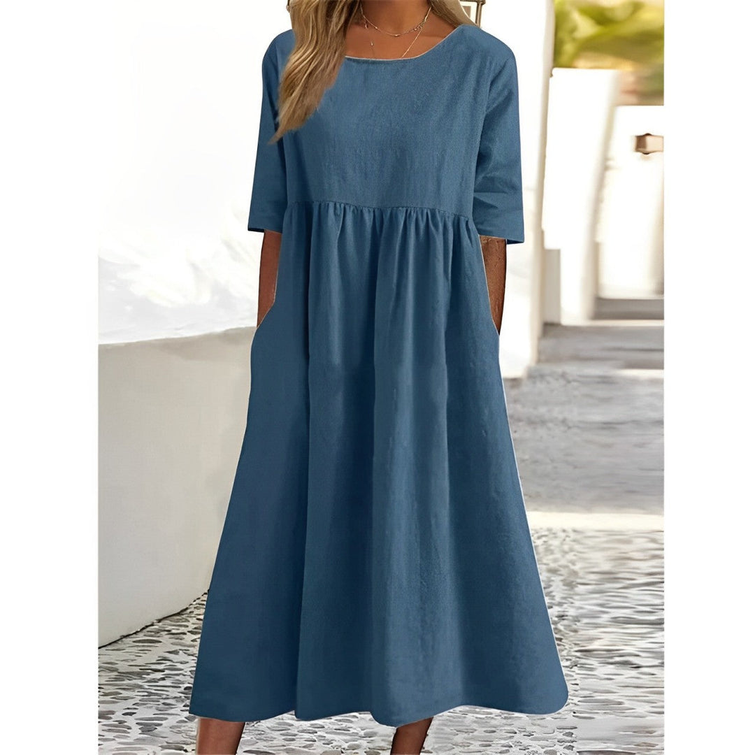 Drune | Atmungsaktives Baumwoll Leinen Midi Kleid