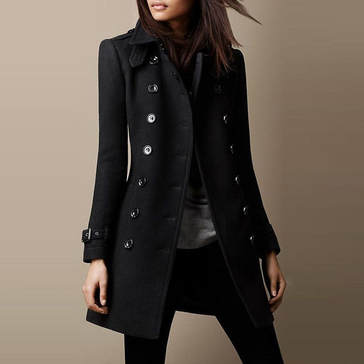Drune | Damenmantel Jacke mit Stilvollen Doppelten Knopfreihe