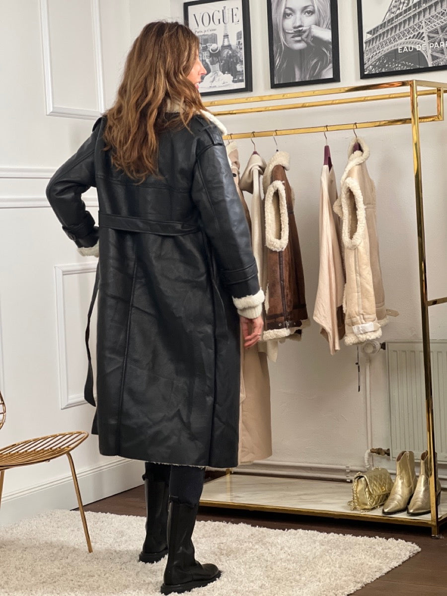 Drune | Damen Weicher Kunstfell Gürtel in Der Taille Elegantes Langes Modell