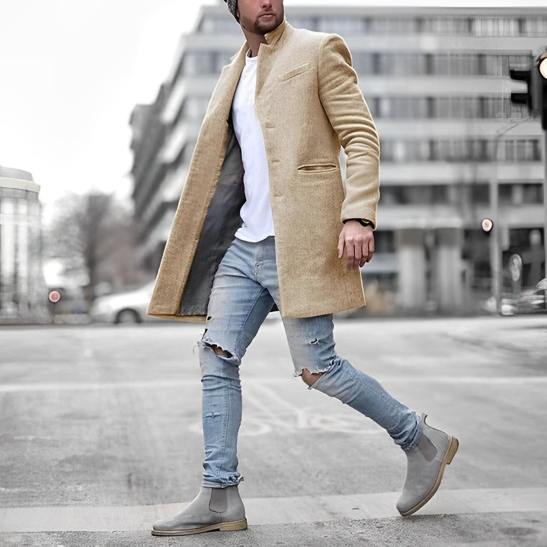 Drune | Herren Long Blazer mit Stehkragen - Übergangszeit
