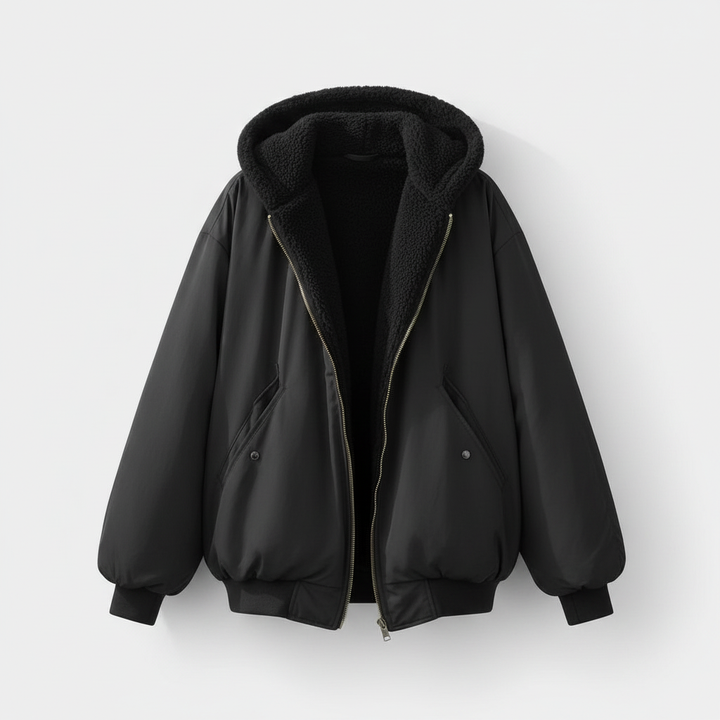 Bequeme Oversized Winterjacke Damen Komfort Warm Fleecelook | Heidi-Mode