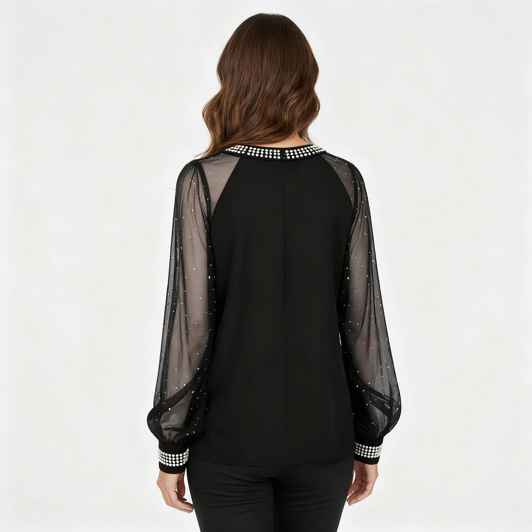 Mesh-Pailletten Damen Top | Drune