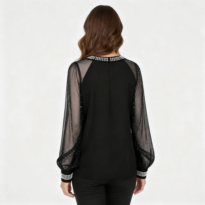 Mesh-Pailletten Damen Top | Drune