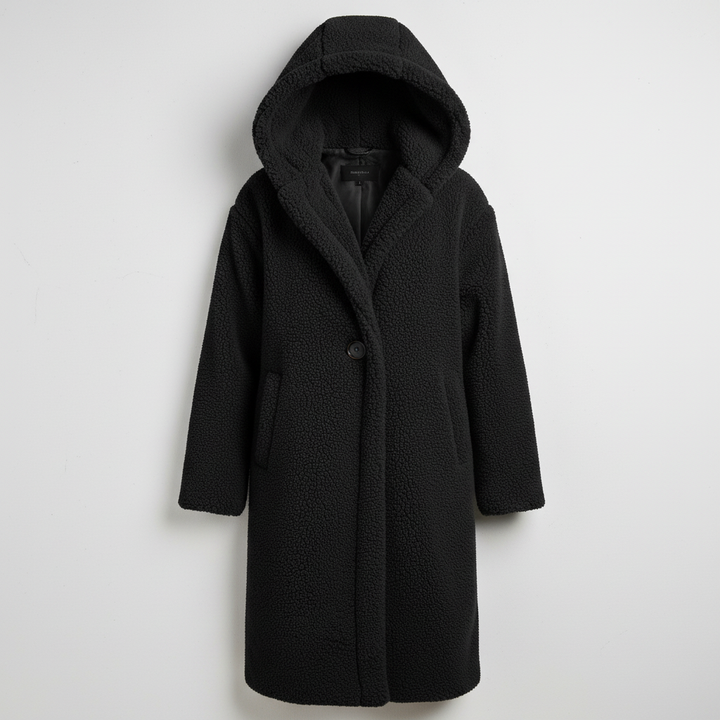 Modischer Teddy Mantel Damen Komfort Langer Mantel Kapuze | Drune