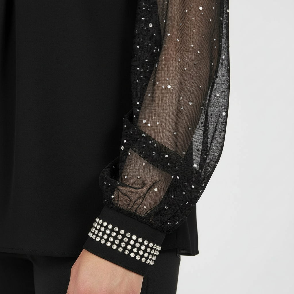 Mesh-Pailletten Damen Top | Drune