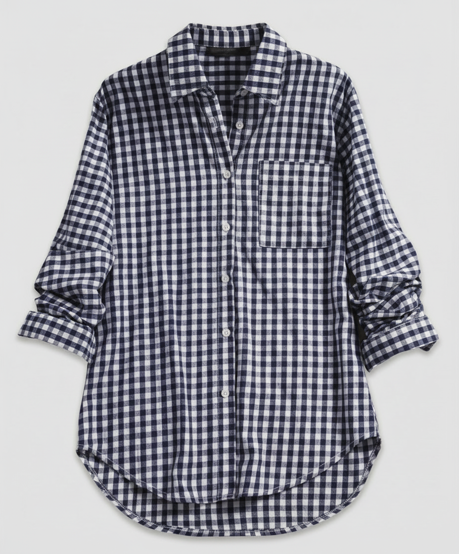 Damen Kariertes Hemd Oversize Drune