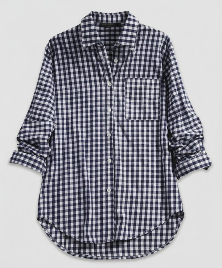 Damen Kariertes Hemd Oversize Drune