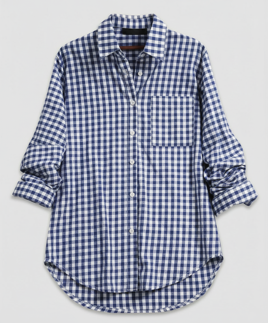Damen Kariertes Hemd Oversize Drune
