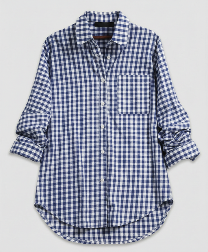 Damen Kariertes Hemd Oversize Drune