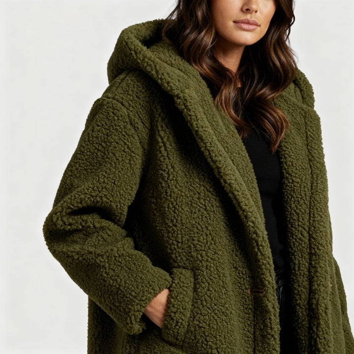 Modischer Teddy Mantel Damen Komfort Langer Mantel Kapuze | Drune