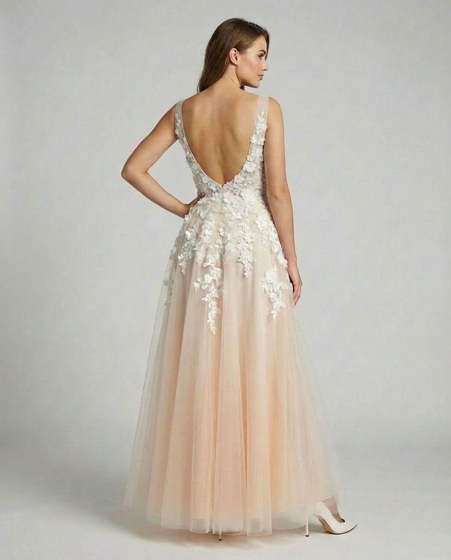 Drune | Elegantes Hochzeitskleid Stickerei Langer Rock