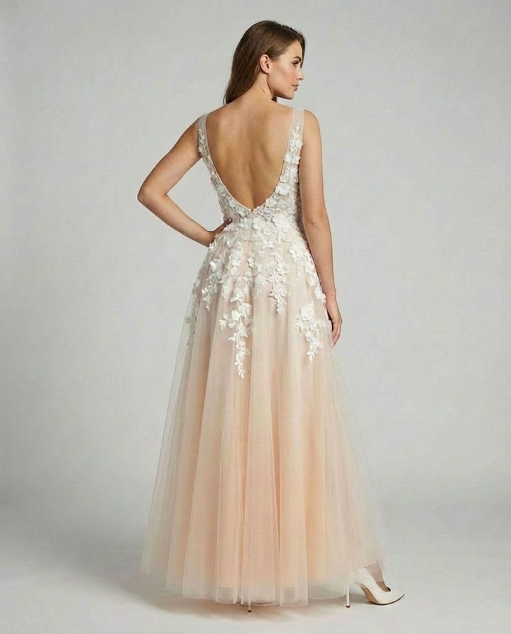 Drune | Elegantes Hochzeitskleid Stickerei Langer Rock