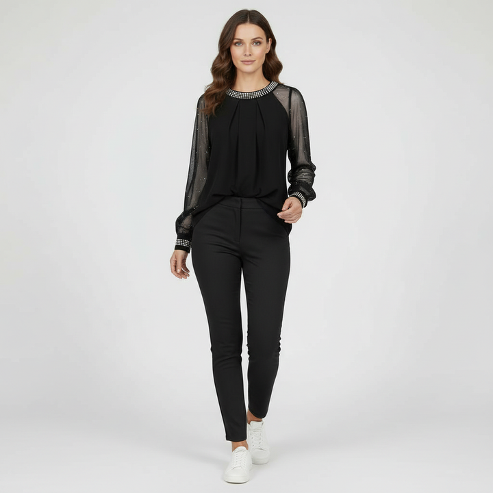 Mesh-Pailletten Damen Top | Drune