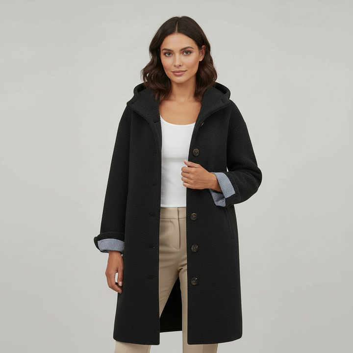 Eleganter Wintermantel Damen Komfort Langer Mantel Fleece | Drune