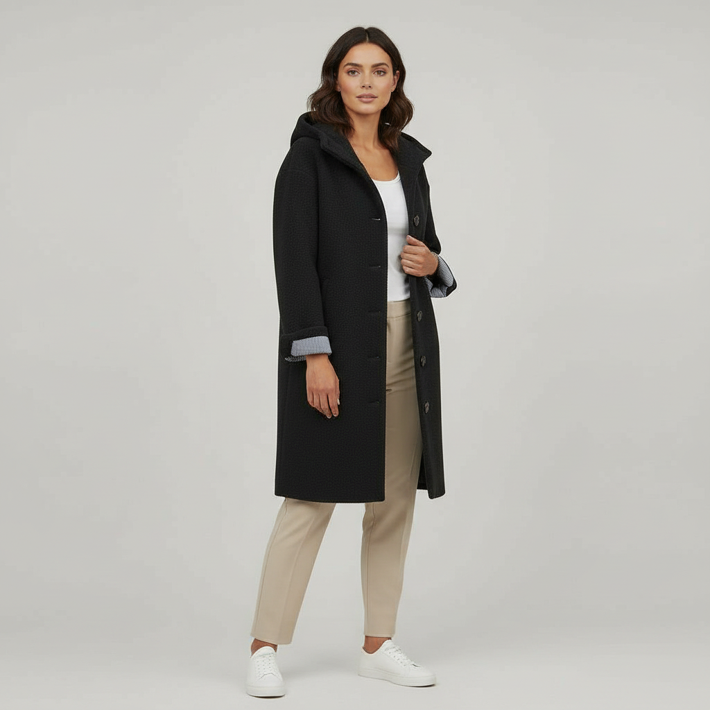 Eleganter Wintermantel Damen Komfort Langer Mantel Fleece | Drune