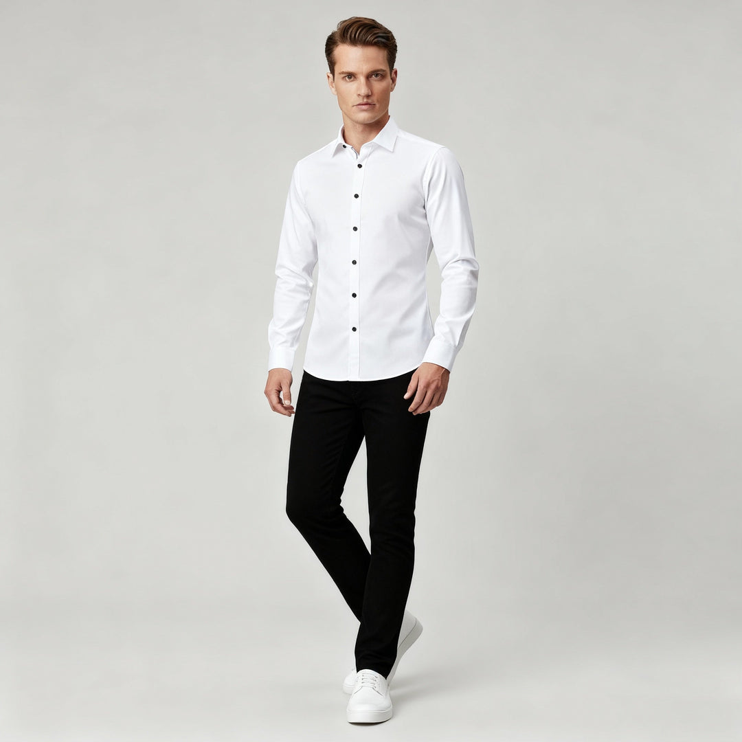 Bügelfreies Stretch Hemd Herren Slim Fit Drune