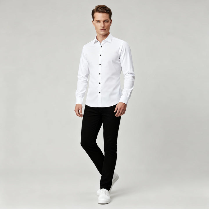 Bügelfreies Stretch Hemd Herren Slim Fit Drune