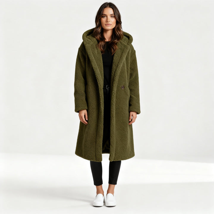 Modischer Teddy Mantel Damen Komfort Langer Mantel Kapuze | Drune