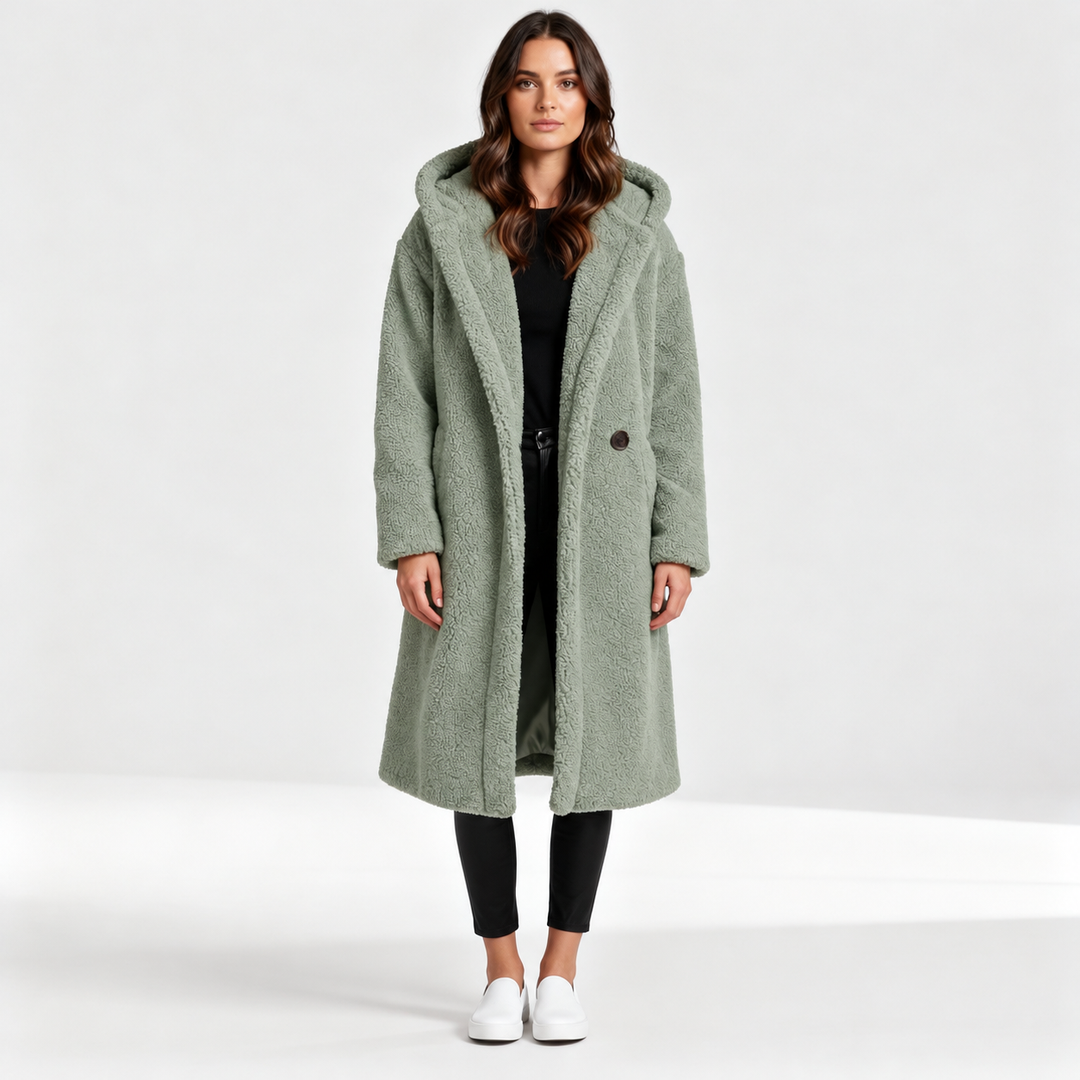 Damen Teddy Mantel mit Kapuze | Drune