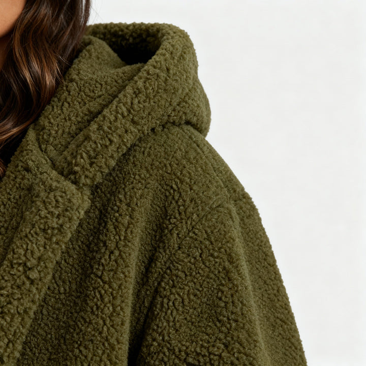 Modischer Teddy Mantel Damen Komfort Langer Mantel Kapuze | Drune