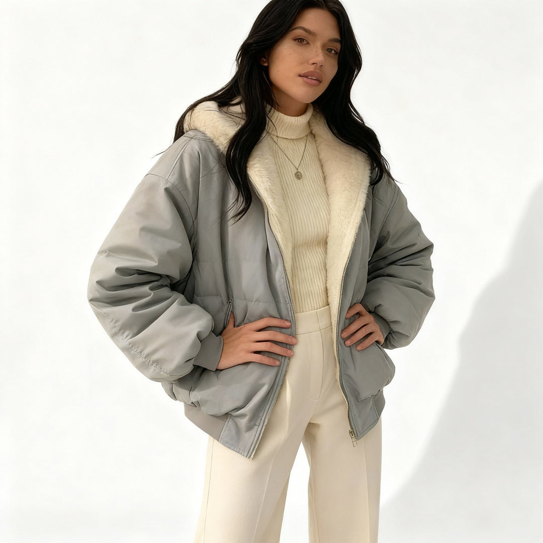 Komfort Fit Oversized Thermo Fleece Winterjacke Damen