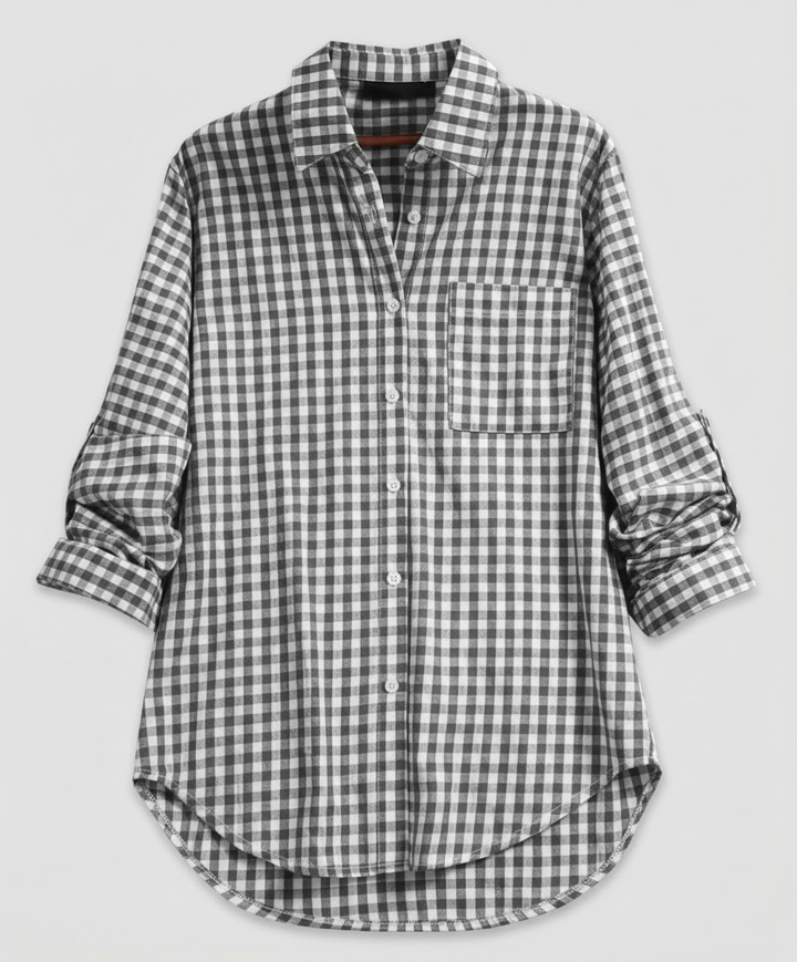 Damen Kariertes Hemd Oversize Drune