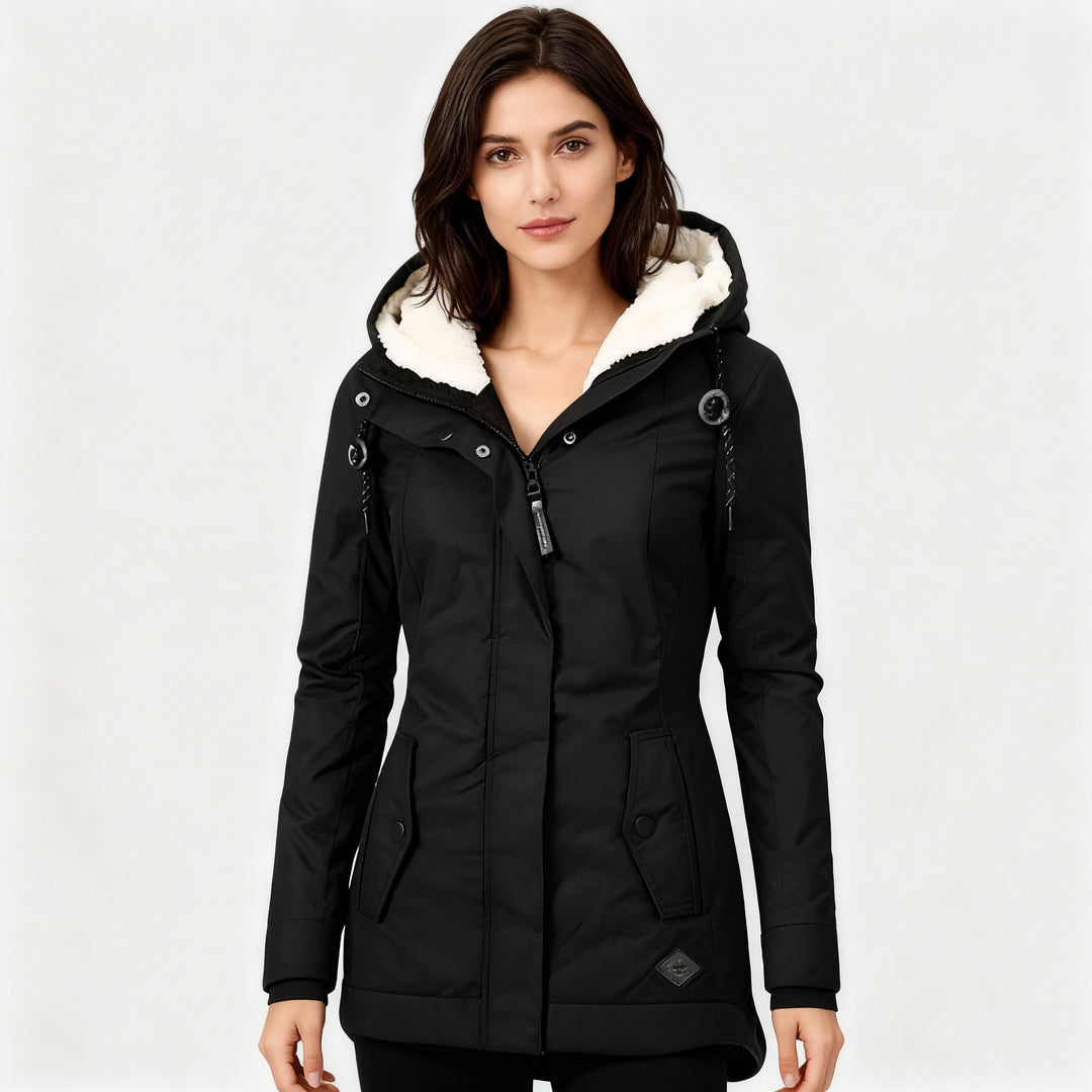 Lange Winterjacke mit Kapuze & Futter – Wasserfest, Warm & Komfortabel