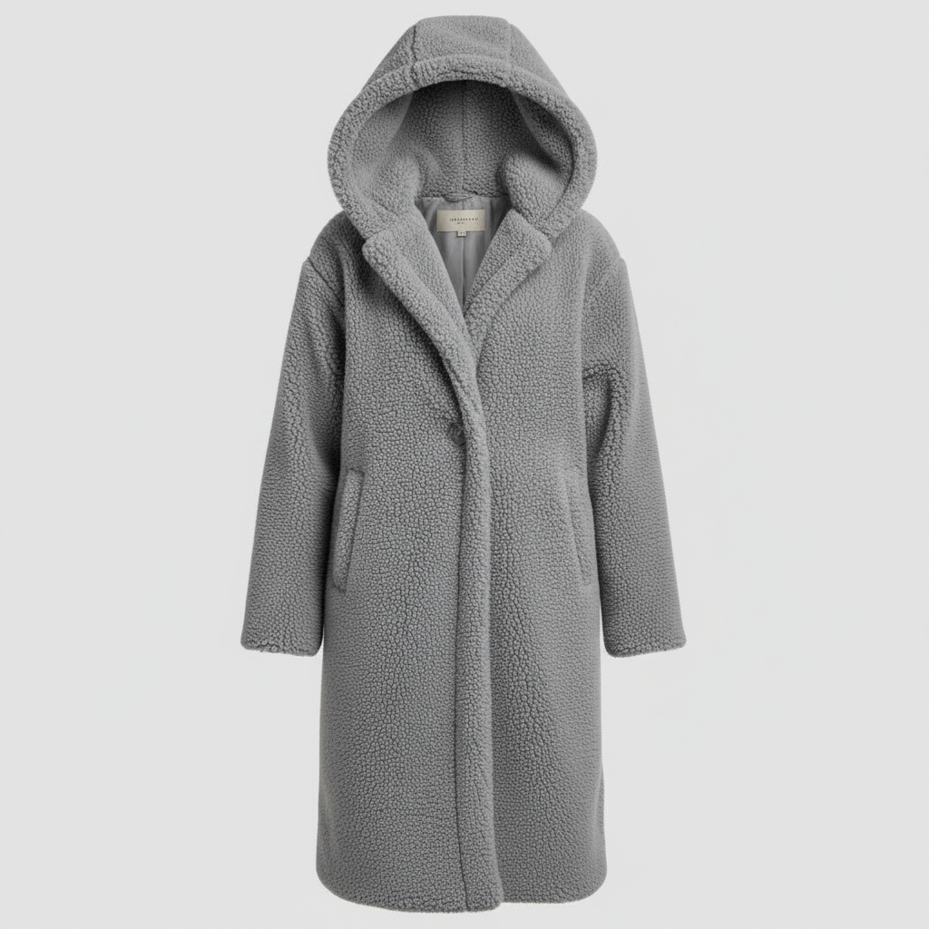 Modischer Teddy Mantel Damen Komfort Langer Mantel Kapuze | Drune