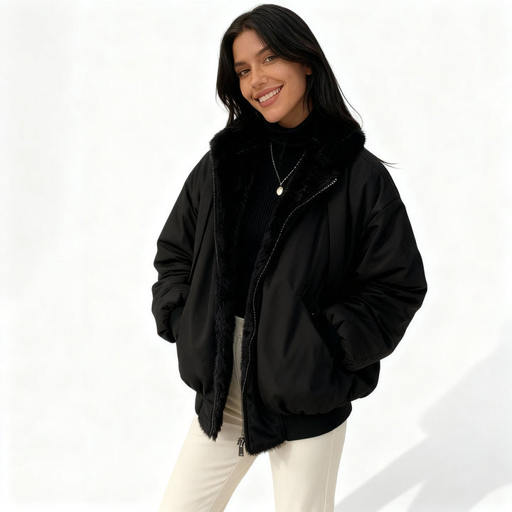 Komfort Fit Oversized Thermo Fleece Winterjacke Damen