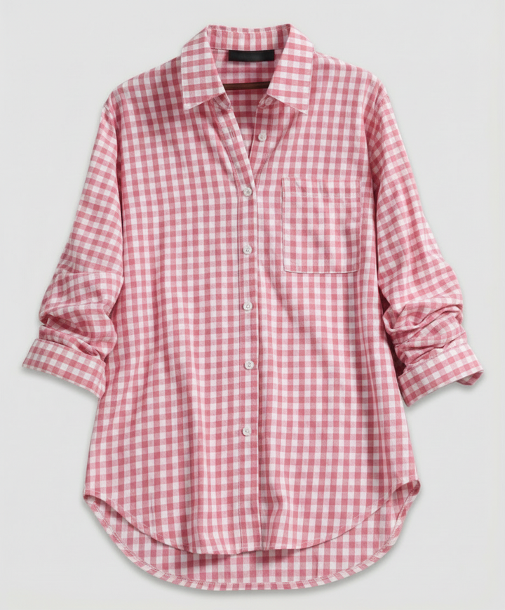 Damen Kariertes Hemd Oversize Drune