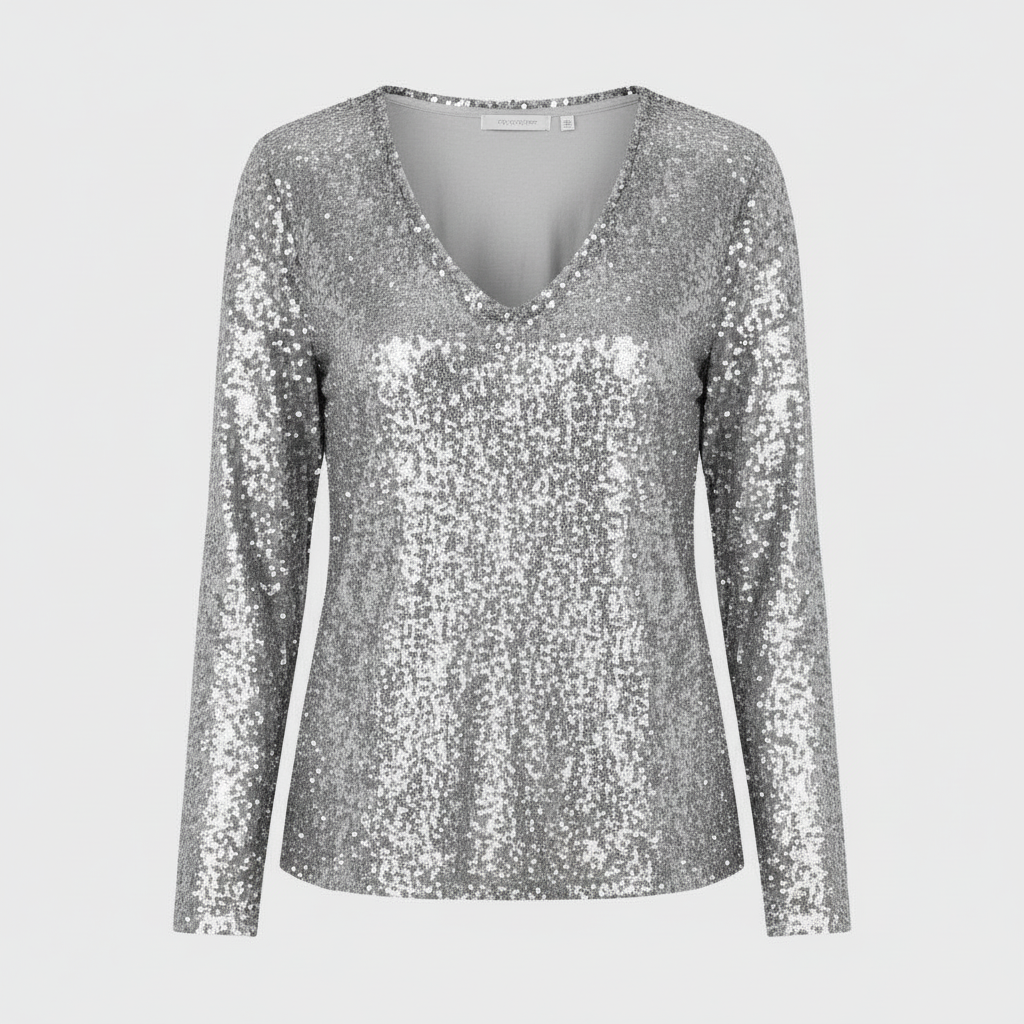 Glitzernde Party Eleganz V Ausschnitt Top Damen | Drune