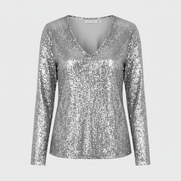 Glitzernde Party Eleganz V Ausschnitt Top Damen | Drune