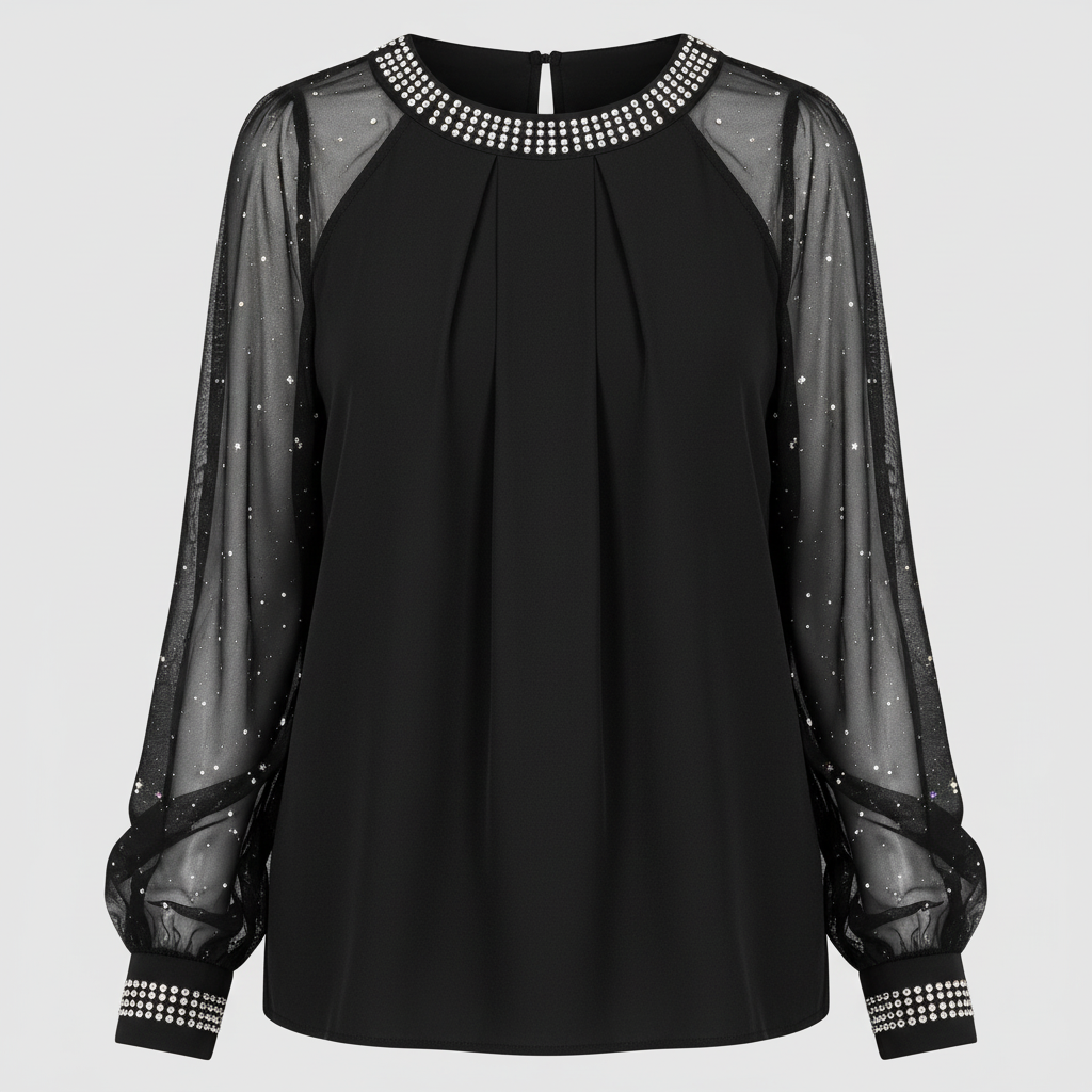 Mesh-Pailletten Damen Top | Drune