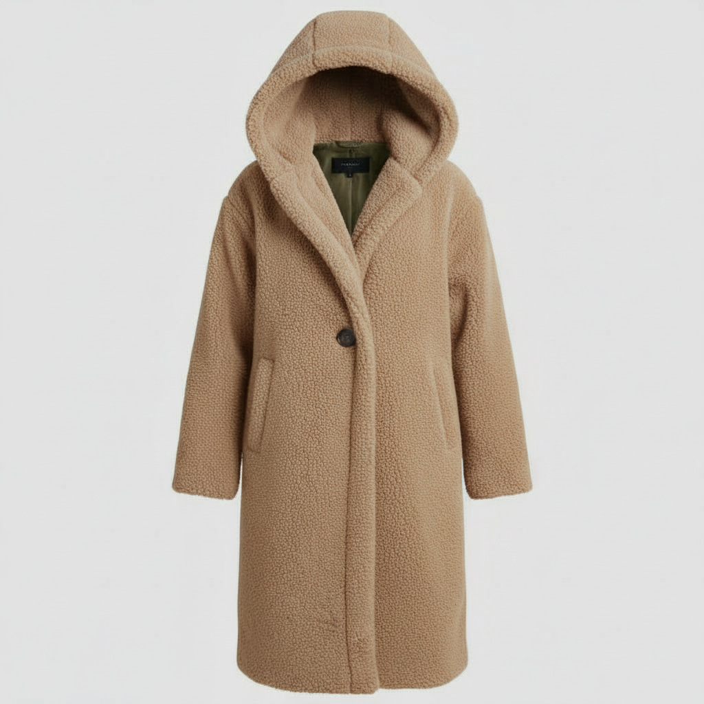 Modischer Teddy Mantel Damen Komfort Langer Mantel Kapuze | Drune
